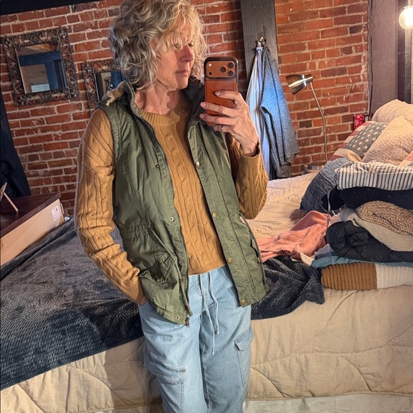 YMI Jackets & Blazers - YMI Olive Green Hooded Utility Vest